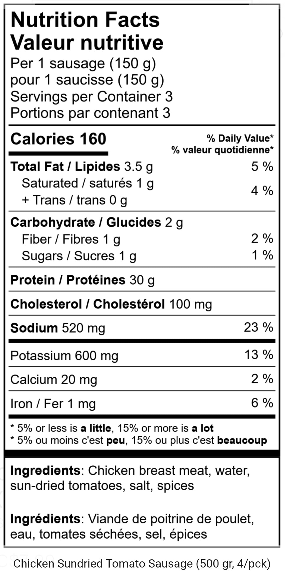 Meadow Creek Chicken Sundried Tomato Sausage (Nitrate Free)
