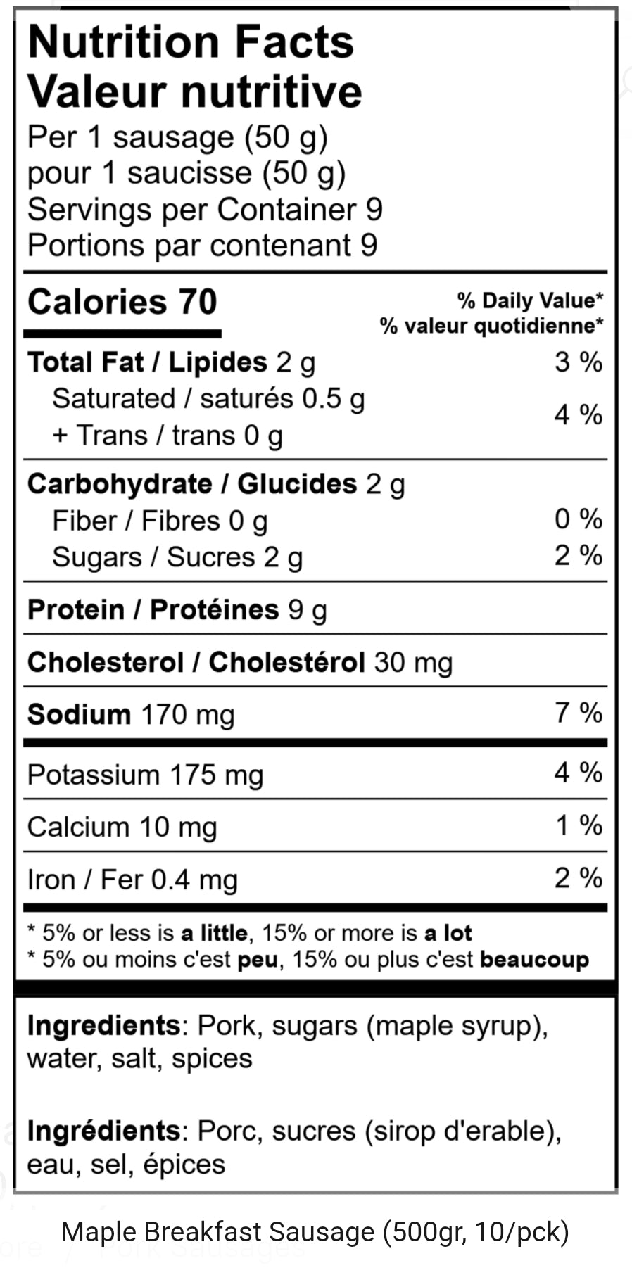 Meadow Creek Maple Breakfast Sausage (Nitrate Free)