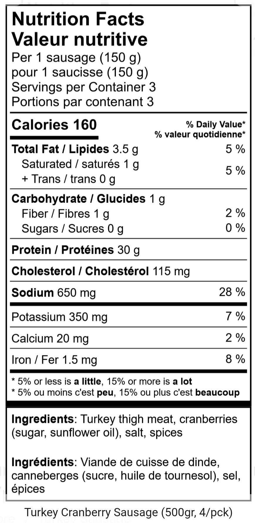 Meadow Creek Turkey Cranberry Sausage (Nitrate Free)
